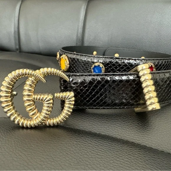 Gucci GG Python Embellished Belt